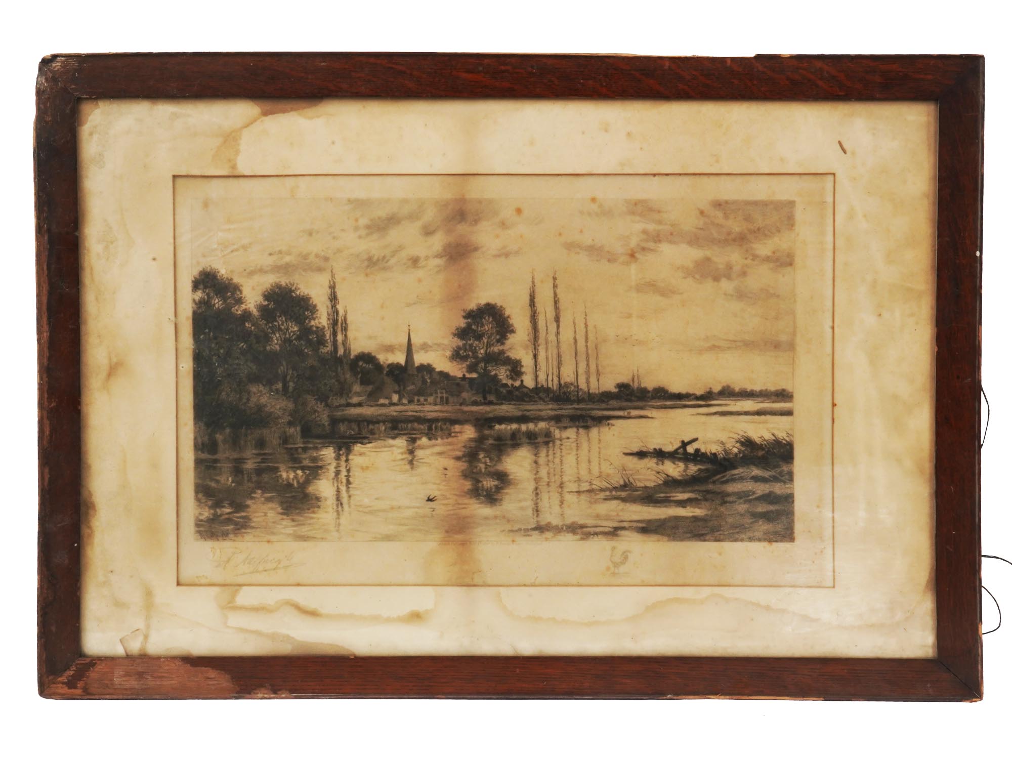 ANTIQUE LANDSCAPE ETCHING BY RICHARD HALFKNIGHT PIC-0